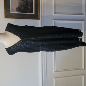 Sleeveless leather embroidered black dress